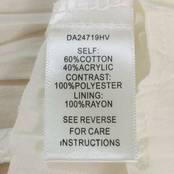 Aakaa Sz S Lace Smocked Dress Cream Ivory Short Sleeve Long Wedding Bridal - Picture 15 of 15